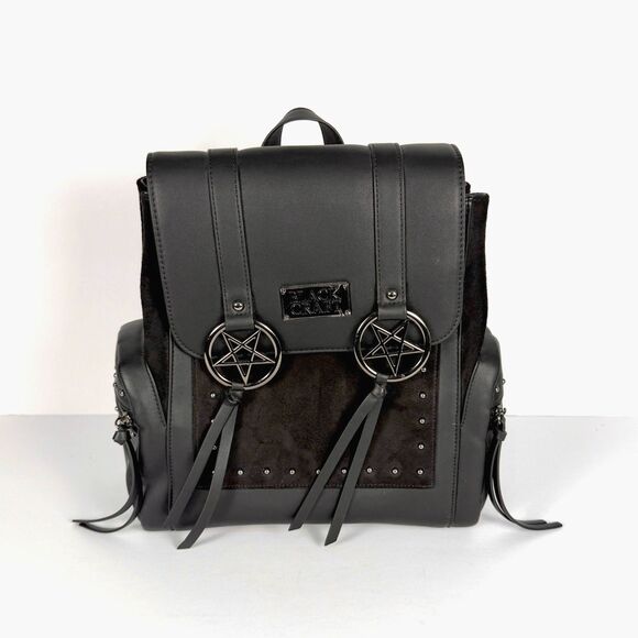 Blackcraft Cult Gothic Pentagram Backpack Black Studded Vegan Leather Bag